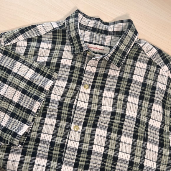 Tommy Bahama Other - Tommy Bahama Button Up Shirt Mens Medium Green Plaid 100% Silk Original Fit